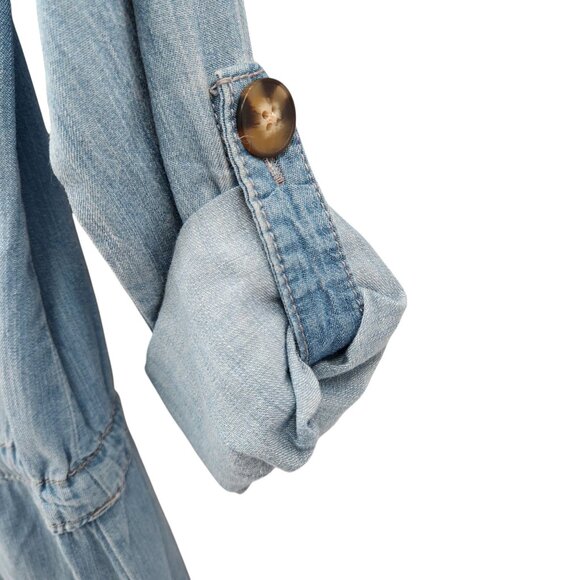 Harper Heritage Chambray Romper Long Roll-Up Sleeves Women's Size Small - Picture 7 of 16